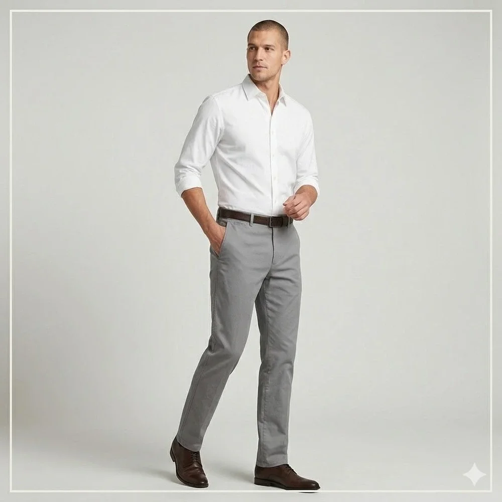 Banana Republic Travel Slim Fit Chino Pants‎ Mens 36x34 Gray Cotton Zip Pocket